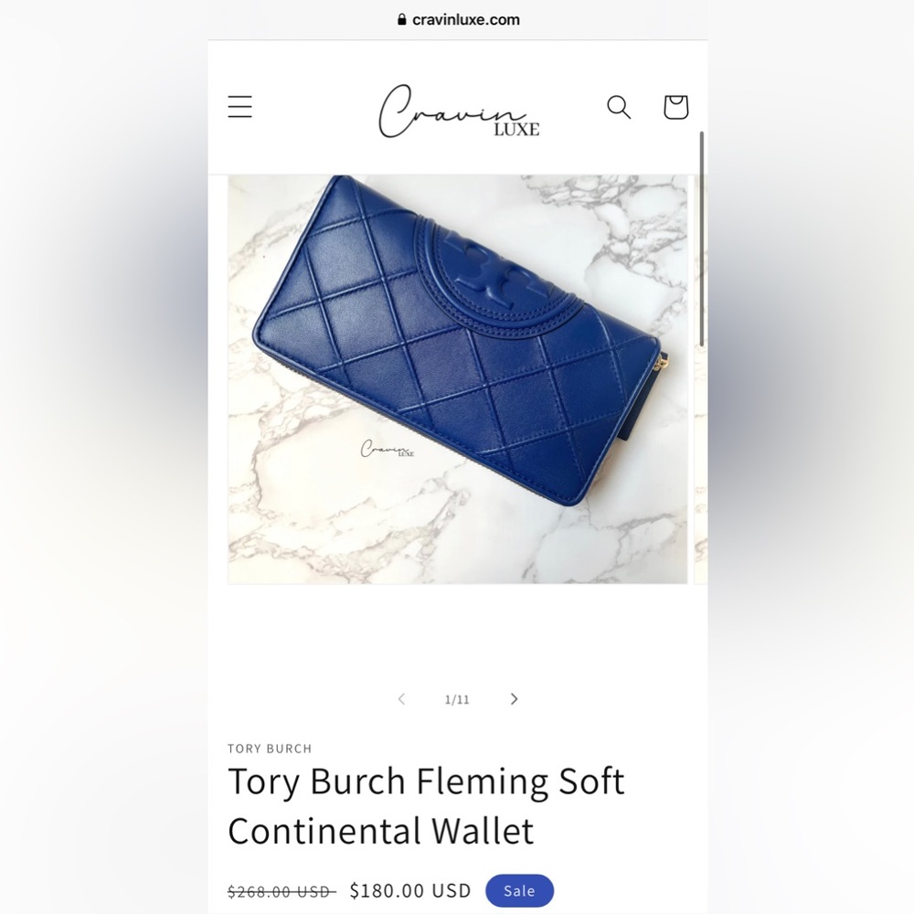 ❌SOLD❌ New Tory Burch Fleming Soft Continental Wallet Blue - Picture 11 of 11